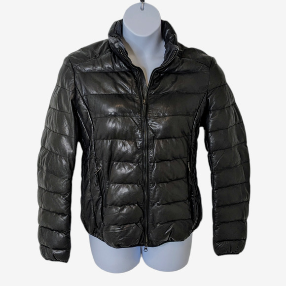 Stetson Women's Black Leather Puff Western Biker Jacket Size Large